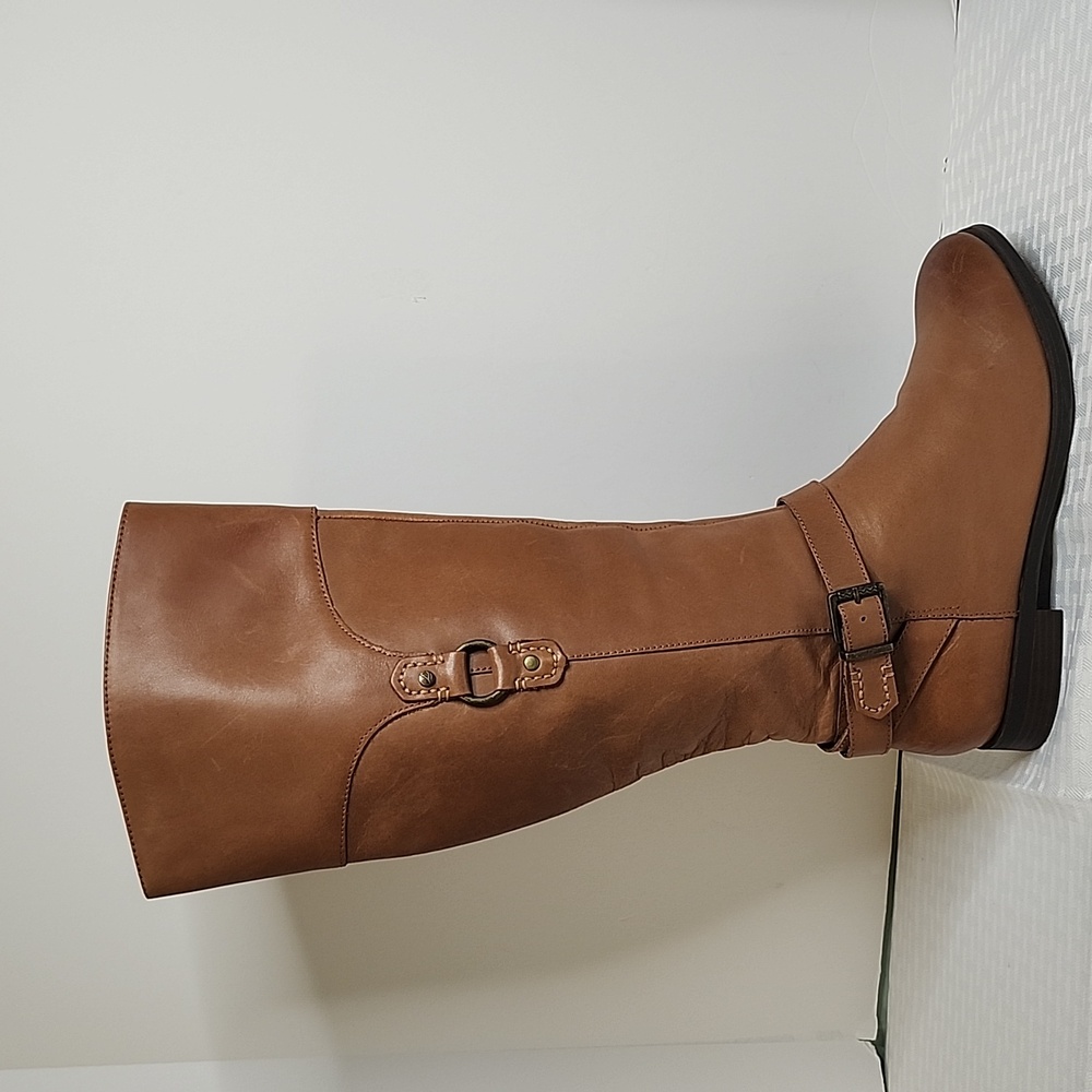 Sperry Brown Leather Tall Boots Buckle Accents NEW - Picture 3 of 14